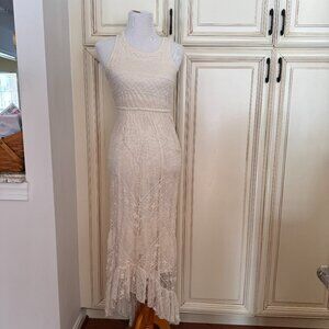 Solitaire Knit 100% Cotton Vintage StyleLace Long Maxi Dress Size XS